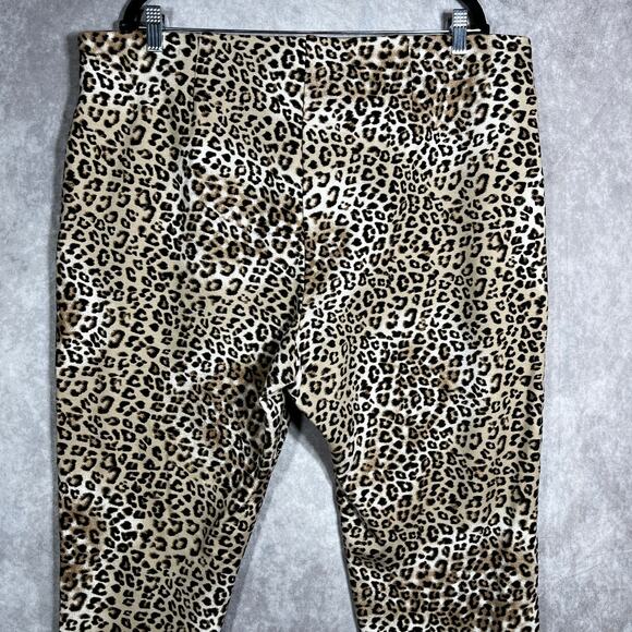 Chico's Pants Womens Size 4 US 20 Tan Leopard Print Pull On‎ Ankle High Rise - Picture 5 of 11